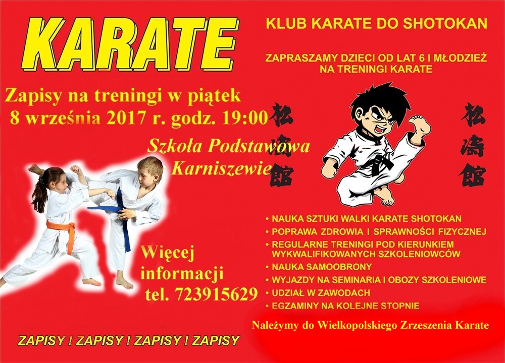 zapisy na karate